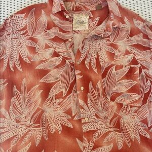 Tasso Elba Red Leaf Print Men's Shirt